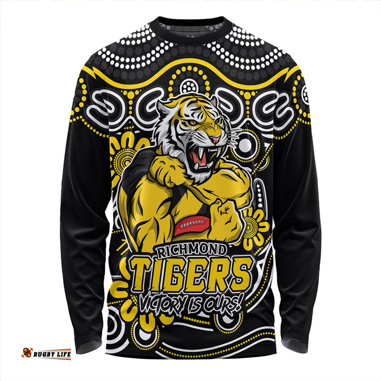 Amazing Aussie Richmond Aboriginal Inspired Tough Fan Football For Life Long Sleeve T-shirt
