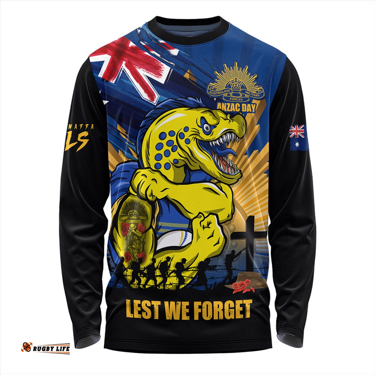 Amazing Aussie Parramatta Eels Fearless ANZAC Defender Long Sleeve T-shirt
