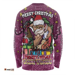 Amazing Aussie Queensland Cane Toads Christmas Custom Merry Christmas Our Beloved Team With Aboriginal Dot Art Pattern Long Sleeve T-shirt