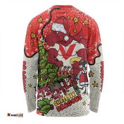 Amazing Aussie St. George Illawarra Dragons Christmas Custom Let's Get Lit Chrisse Pressie Long Sleeve T-shirt