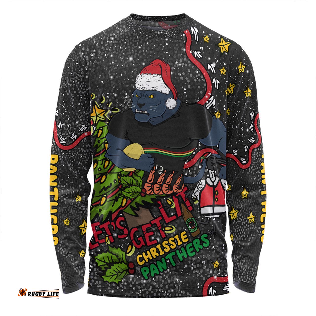 Amazing Aussie Penrith Panthers Christmas Custom Let's Get Lit Chrisse Pressie Long Sleeve T-shirt