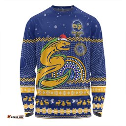Amazing Aussie Parramatta Eels Christmas Custom Ugly Xmas And Aboriginal Patterns For Die Hard Fan Long Sleeve T-shirt