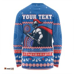 Amazing Aussie Newcastle Knights Christmas Custom Ugly Xmas And Aboriginal Patterns For Die Hard Fan Long Sleeve T-shirt