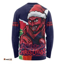 Amazing Aussie Melbourne Santa Scoring Touchdown On Christmas Game Day Long Sleeve T-shirt