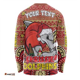 Amazing Aussie Redcliffe Dolphins Christmas Custom Christmas Knit Patterns Vintage Jersey Ugly Long Sleeve T-shirt