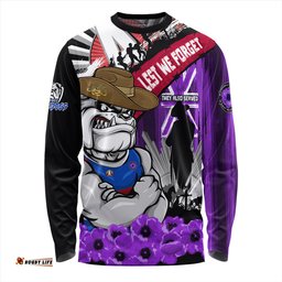 Amazing Aussie Western Bulldogs ANZAC Day Honor Purple Valor And Spirit Long Sleeve T-shirt