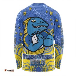Amazing Aussie Parramatta Eels Custom Custom With Aboriginal Inspired Style Of Dot Painting Patterns Long Sleeve T-shirt