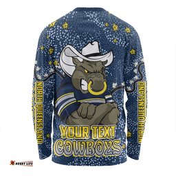 Amazing Aussie North Queensland Cowboys Custom Team With Dot And Star Patterns For Tough Fan Long Sleeve T-shirt