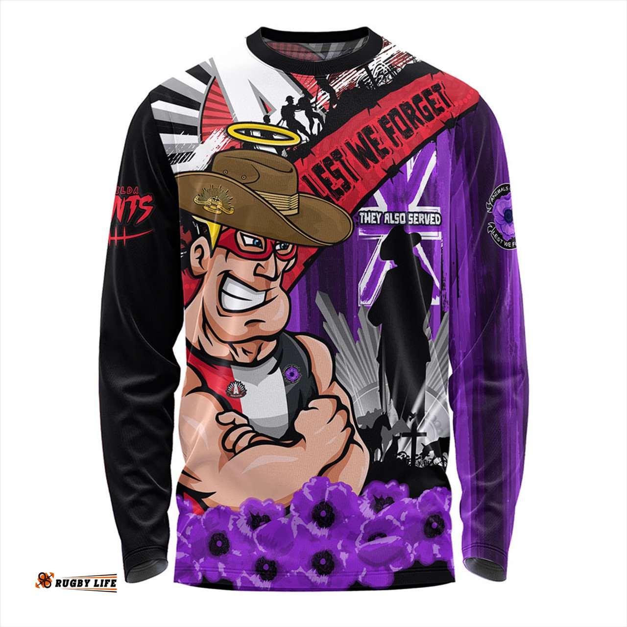 Amazing Aussie St Kilda ANZAC Day Honor Purple Valor And Spirit Long Sleeve T-shirt