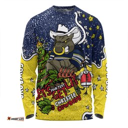 Amazing Aussie North Queensland Cowboys Christmas Custom Let's Get Lit Chrisse Pressie Long Sleeve T-shirt