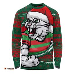 Amazing Aussie South Sydney Rabbitohs Ugly Knit Style For Christmas Game Fans Long Sleeve T-shirt