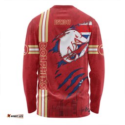 Amazing Aussie Redcliffe Dolphins Happy Australia Day Flag Scratch Style Long Sleeve T-shirt