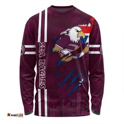 Amazing Aussie Manly Warringah Sea Eagles Happy Australia Day Flag Scratch Style Long Sleeve T-shirt