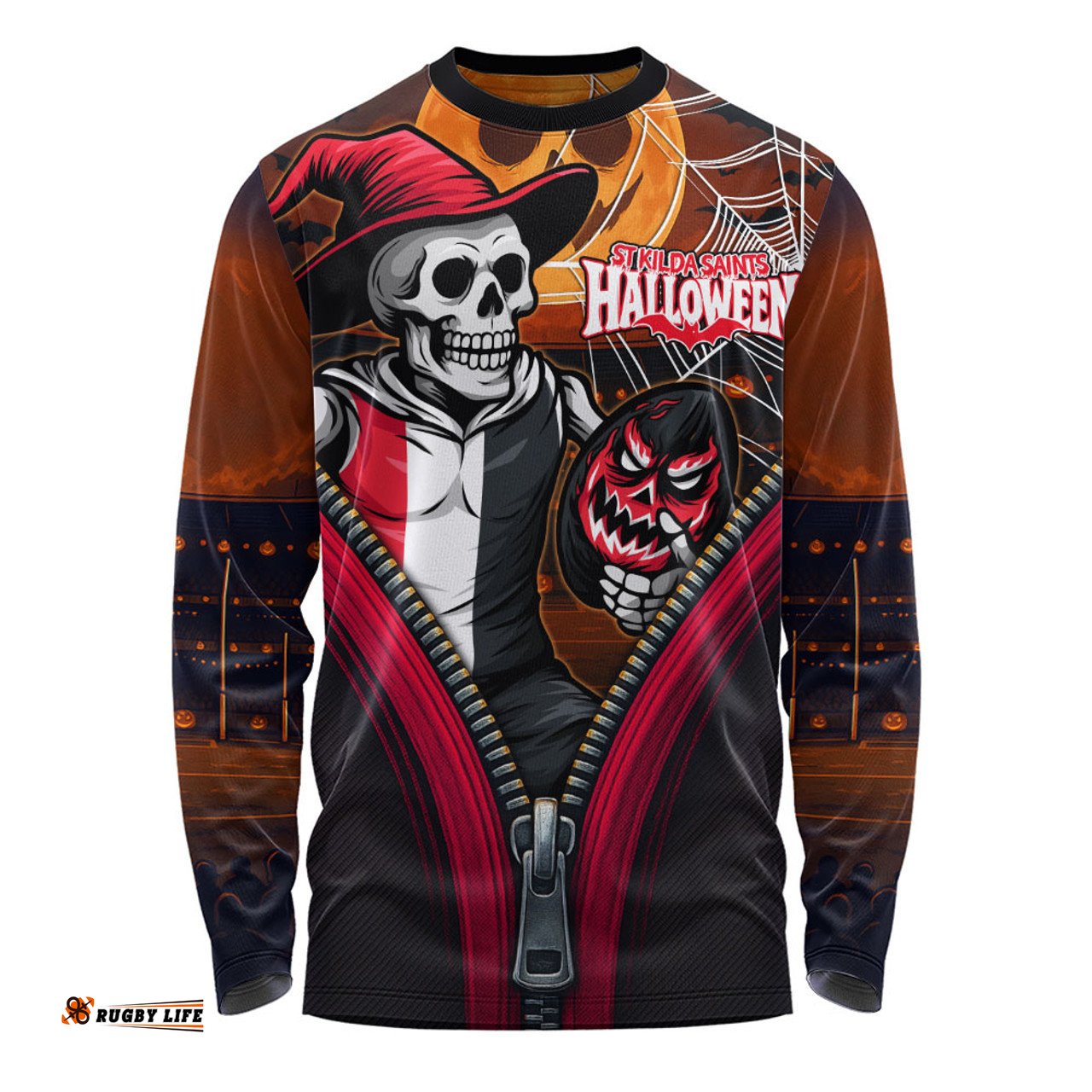 Amazing Aussie St Kilda Halloween Night Reaper Zipper Long Sleeve T-shirt