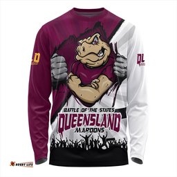 Amazing Aussie Queensland Maroons Origin Battleground Maroons Unleashed Long Sleeve T-shirt