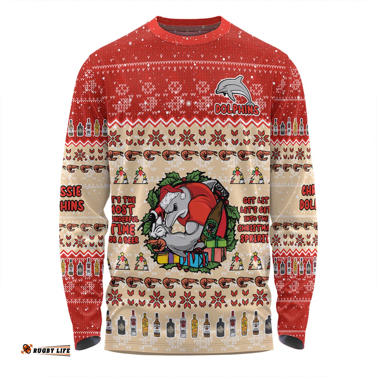 Amazing Aussie Redcliffe Dolphins Christmas Custom Chrissie Spirit Long Sleeve T-shirt