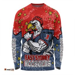 Amazing Aussie Sydney Roosters Custom Team With Dot And Star Patterns For Tough Fan Long Sleeve T-shirt