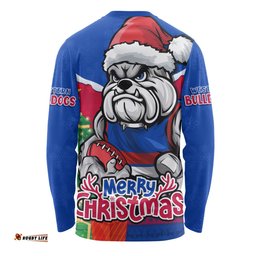 Amazing Aussie Western Bulldogs Santa Scoring Touchdown On Christmas Game Day Long Sleeve T-shirt