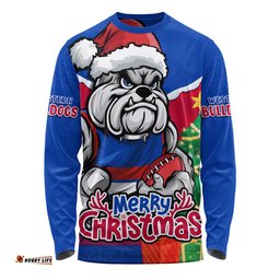 Amazing Aussie Western Bulldogs Santa Scoring Touchdown On Christmas Game Day Long Sleeve T-shirt