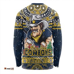 Amazing Aussie North Queensland Cowboys Aboriginal Xmas Special Ugly Christmas Style Long Sleeve T-shirt