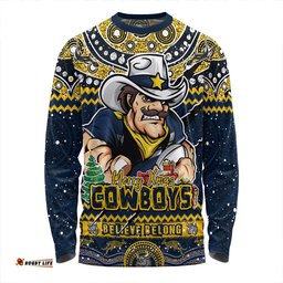 Amazing Aussie North Queensland Cowboys Aboriginal Xmas Special Ugly Christmas Style Long Sleeve T-shirt