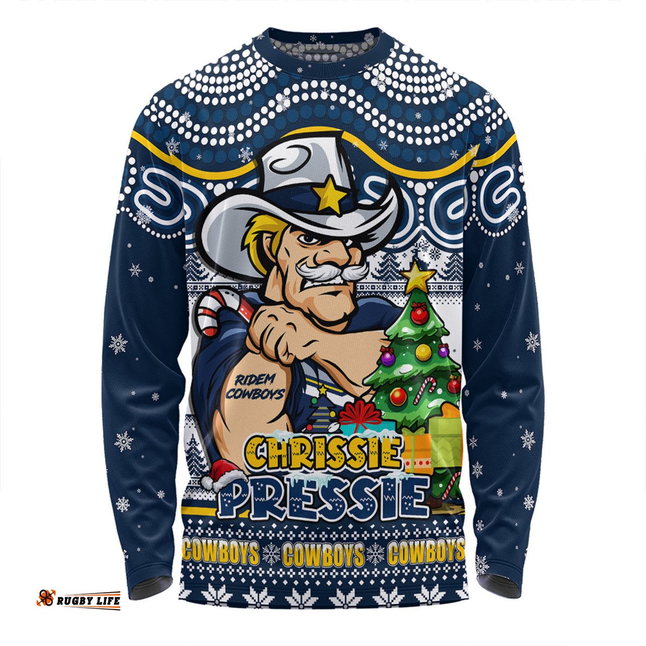 Amazing Aussie North Queensland Cowboys Aussie Ugly Christmas For Die Hard Fan Supporters Long Sleeve T-shirt