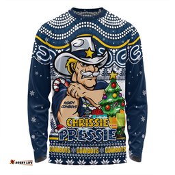 Amazing Aussie North Queensland Cowboys Aussie Ugly Christmas For Die Hard Fan Supporters Long Sleeve T-shirt