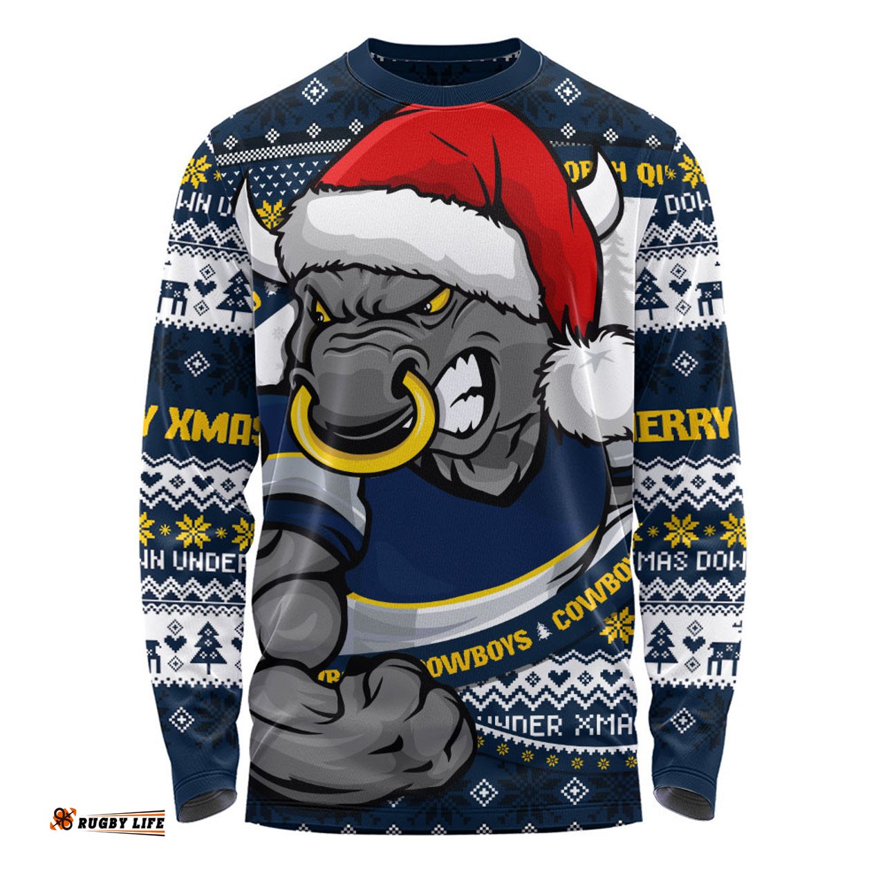 Amazing Aussie North Queensland Cowboys Ugly Knit Style For Christmas Game Fans Long Sleeve T-shirt