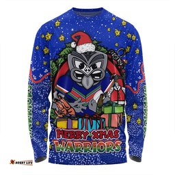 Amazing Aussie New Zealand Warriors Christmas Custom Merry Christmas Our Beloved Team With Aboriginal Dot Art Pattern Long Sleeve T-shirt
