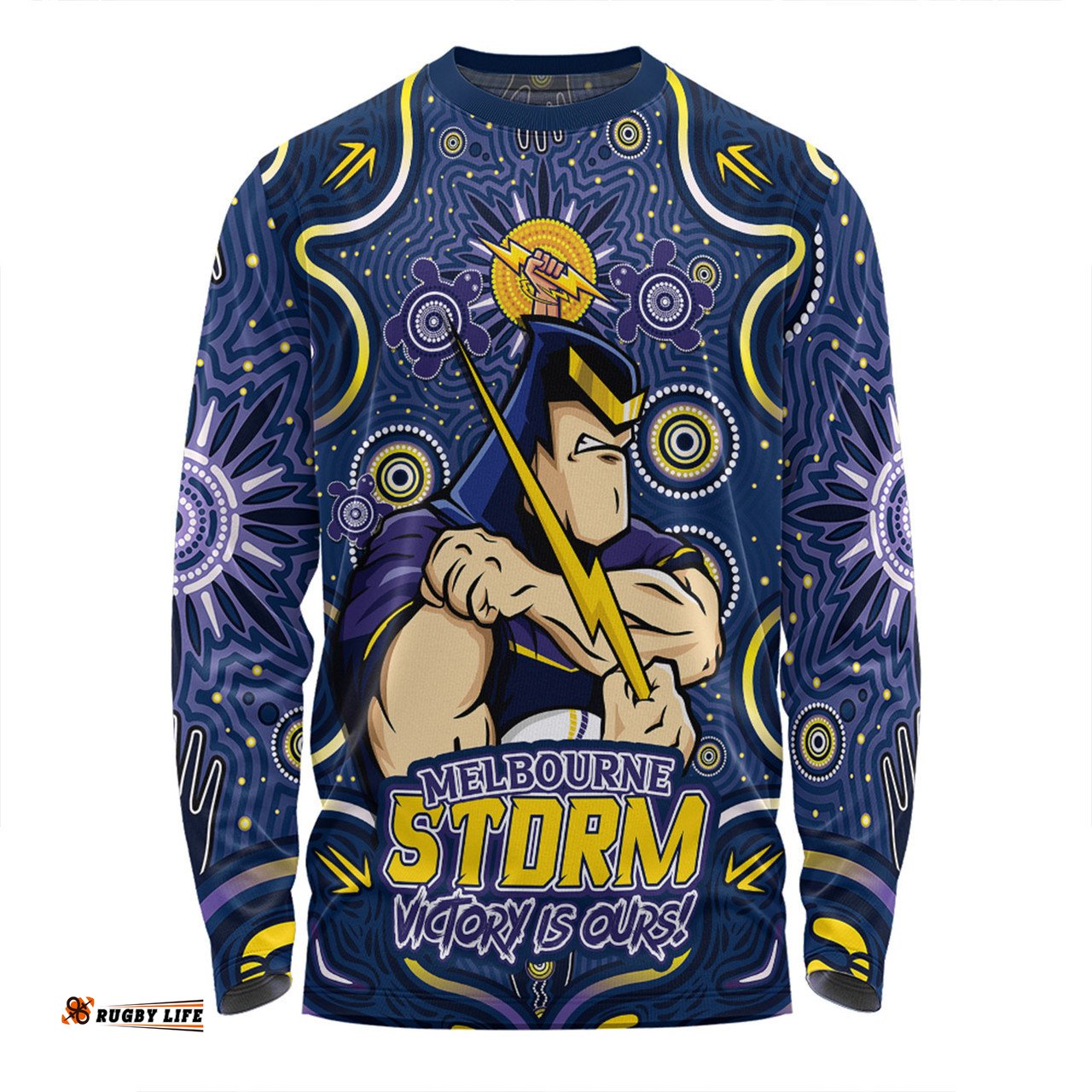 Amazing Aussie Melbourne Storm Aboriginal Pattern Inspired Victory Is Ours Long Sleeve T-shirt