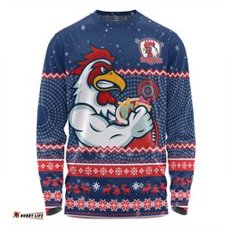 Amazing Aussie Sydney Roosters Christmas Custom Ugly Xmas And Aboriginal Patterns For Die Hard Fan Long Sleeve T-shirt