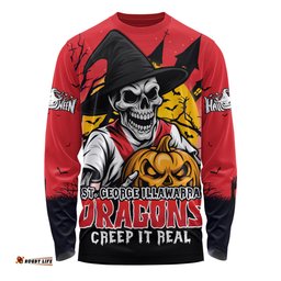 Amazing Aussie St. George Illawarra Dragons Dark Moon Rugby Halloween Battle Edition Long Sleeve T-shirt