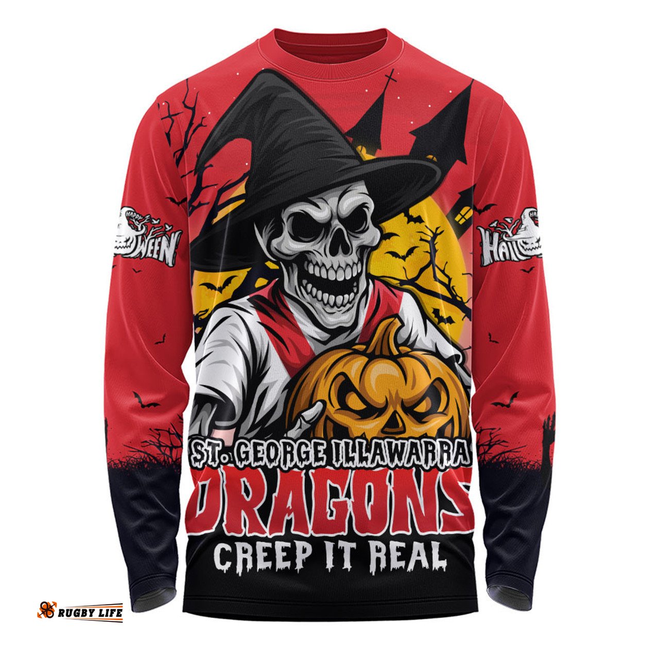 Amazing Aussie St. George Illawarra Dragons Dark Moon Rugby Halloween Battle Edition Long Sleeve T-shirt