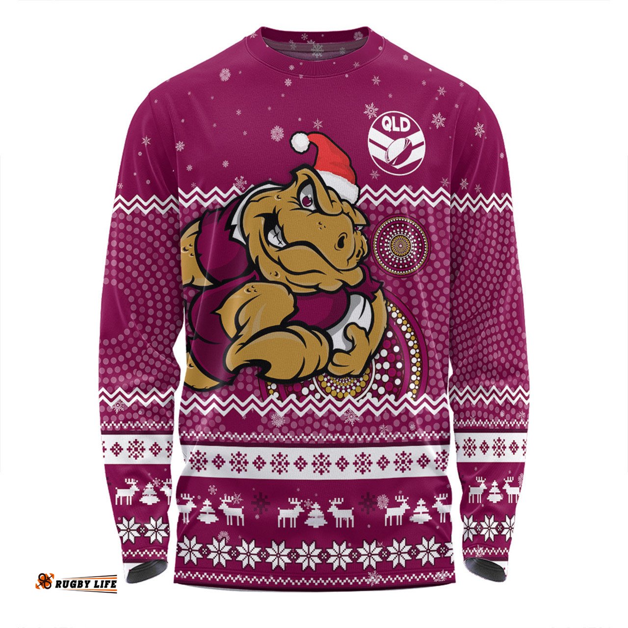 Amazing Aussie Queensland Cane Toads Christmas Custom Ugly Xmas And Aboriginal Patterns For Die Hard Fan Long Sleeve T-shirt