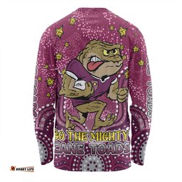 Amazing Aussie Queensland Cane Toads Custom Custom With Aboriginal Inspired Style Of Dot Painting Patterns Long Sleeve T-shirt