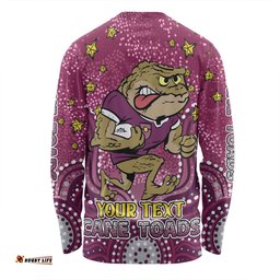 Amazing Aussie Queensland Cane Toads Custom Custom With Aboriginal Inspired Style Of Dot Painting Patterns Long Sleeve T-shirt