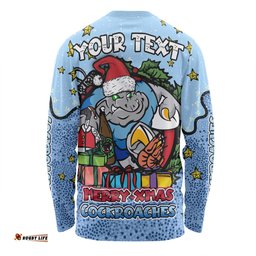 Amazing Aussie New South Wales Cockroaches Christmas Custom Merry Christmas Our Beloved Team With Aboriginal Dot Art Pattern Long Sleeve T-shirt