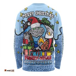 Amazing Aussie New South Wales Cockroaches Christmas Custom Merry Christmas Our Beloved Team With Aboriginal Dot Art Pattern Long Sleeve T-shirt