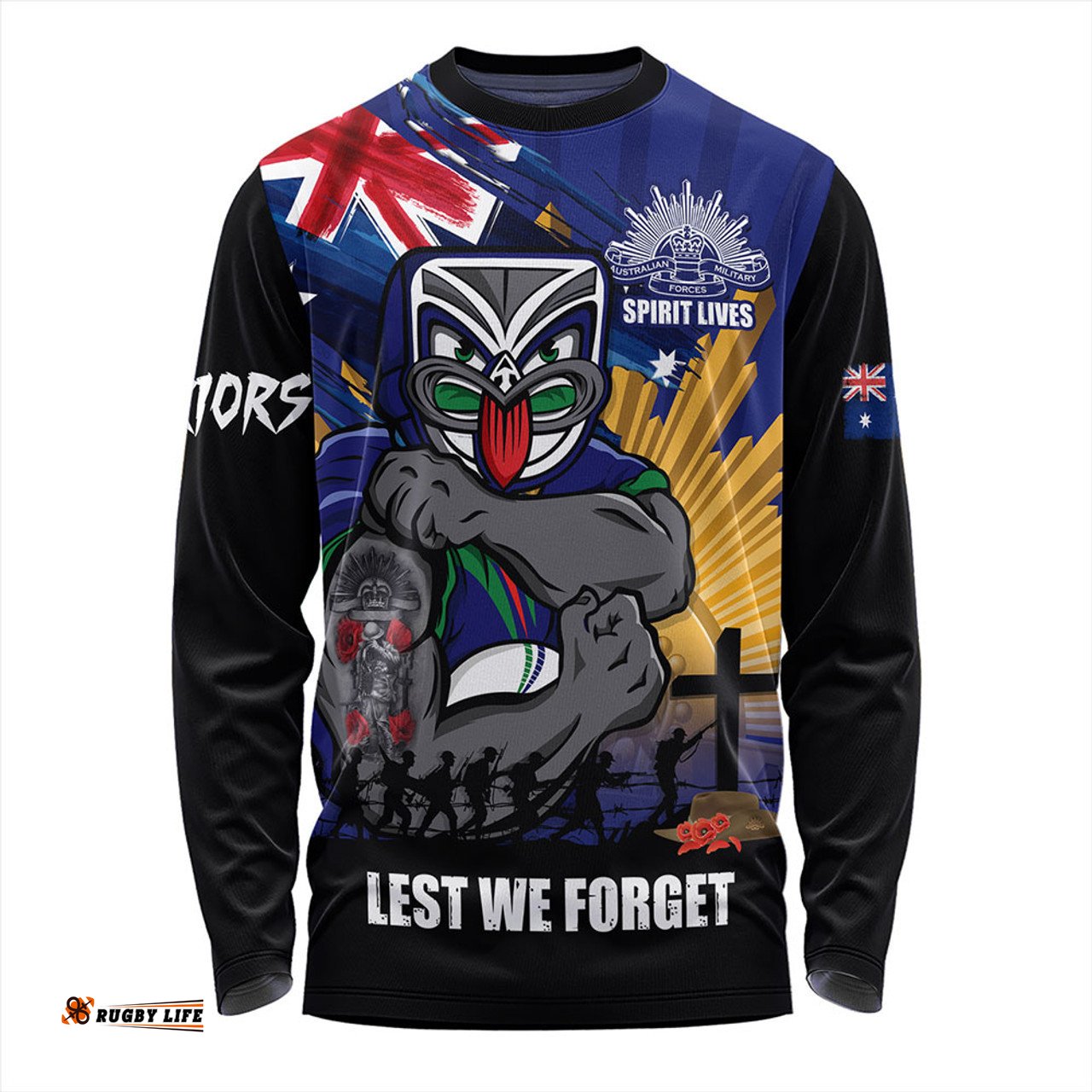 Amazing Aussie New Zealand Warriors Fearless ANZAC Defender Long Sleeve T-shirt