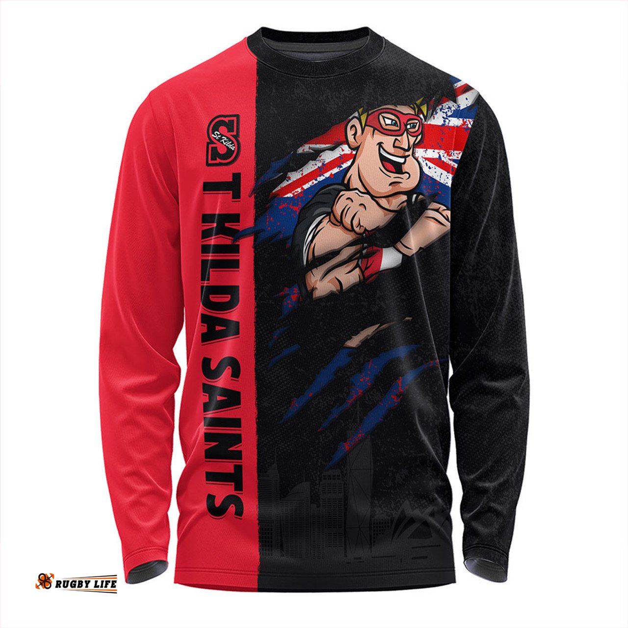 Amazing Aussie St Kilda Burning Passion Of Power Scratch Style Long Sleeve T-shirt