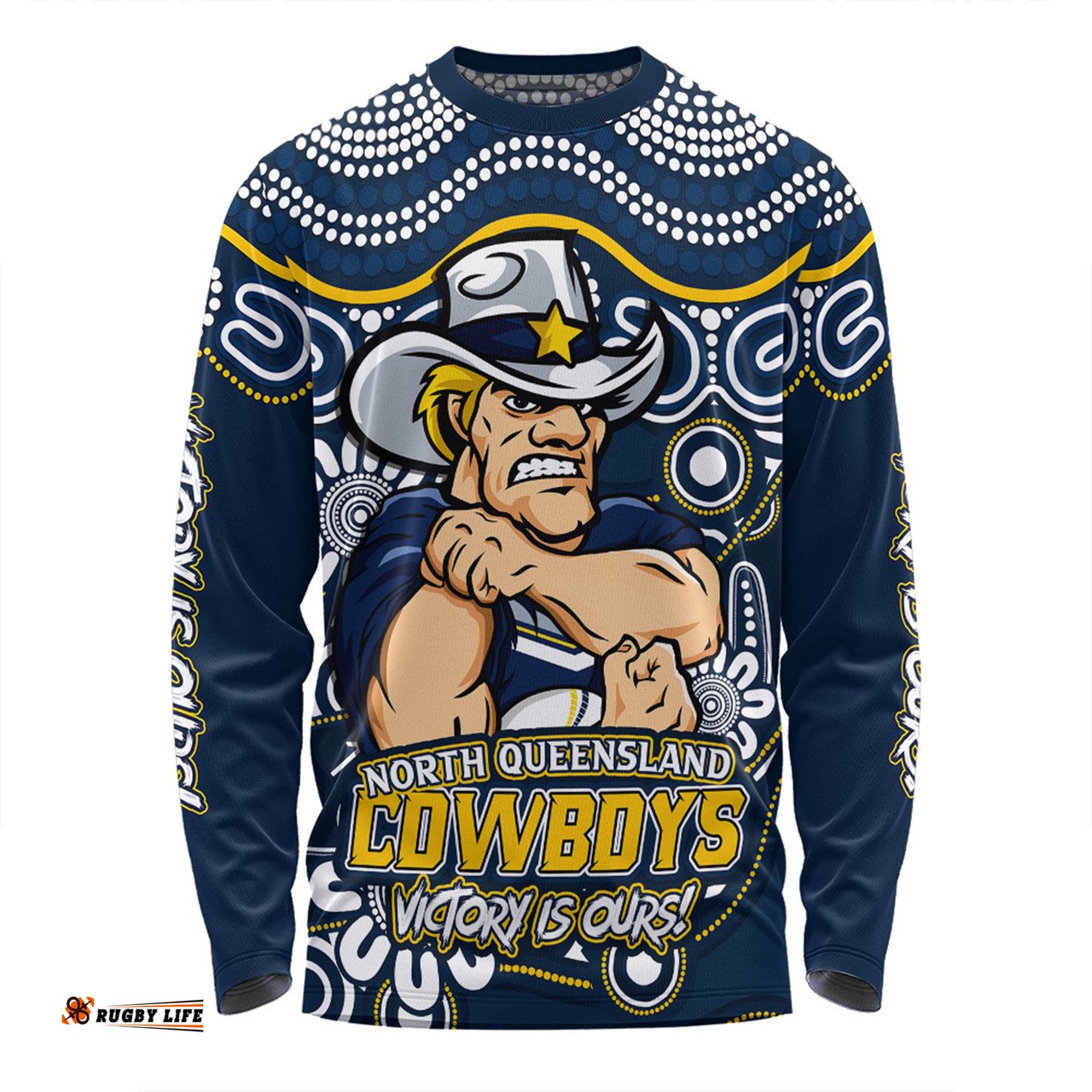Amazing Aussie North Queensland Cowboys Aboriginal Inspired Tough Fan Rugby For Life Long Sleeve T-shirt