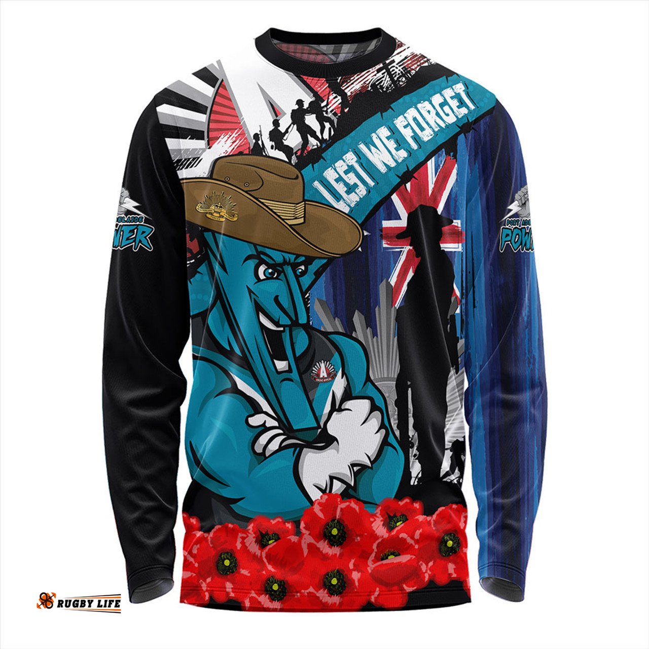 Amazing Aussie Port Adelaide Anzac Day Honor United In Spirit Long Sleeve T-shirt