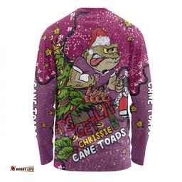 Amazing Aussie Queensland Cane Toads Christmas Custom Let's Get Lit Chrisse Pressie Long Sleeve T-shirt