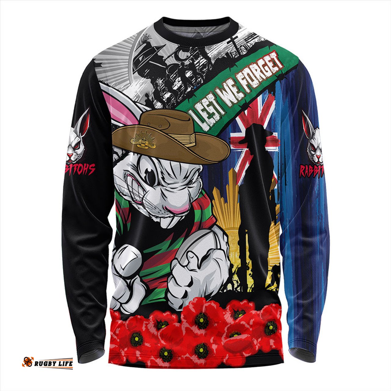 Amazing Aussie South Sydney Rabbitohs United In Spirit Anzac Day Tribute Long Sleeve T-shirt
