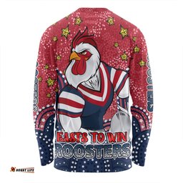 Amazing Aussie Sydney Roosters Custom Custom With Aboriginal Inspired Style Of Dot Painting Patterns Long Sleeve T-shirt