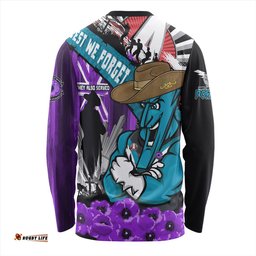 Amazing Aussie Port Adelaide ANZAC Day Honor Purple Valor And Spirit Long Sleeve T-shirt