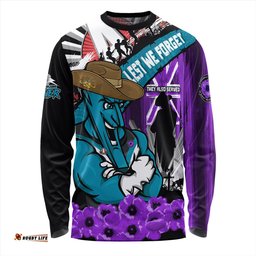 Amazing Aussie Port Adelaide ANZAC Day Honor Purple Valor And Spirit Long Sleeve T-shirt