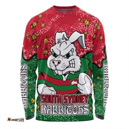 Amazing Aussie South Sydney Rabbitohs Team With Dot And Star Patterns For Tough Fan Long Sleeve T-shirt