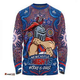 Amazing Aussie Newcastle Knights Aboriginal Pattern Inspired Victory Is Ours Long Sleeve T-shirt
