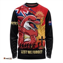 Amazing Aussie Redcliffe Dolphins Fearless ANZAC Defender Long Sleeve T-shirt